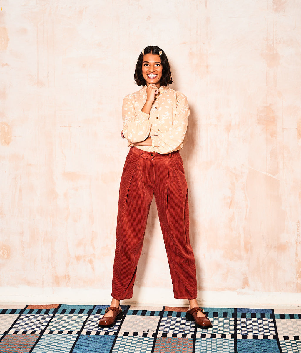 Chunky Rust Corduroy Pleat Front Trouser – What Mother Made