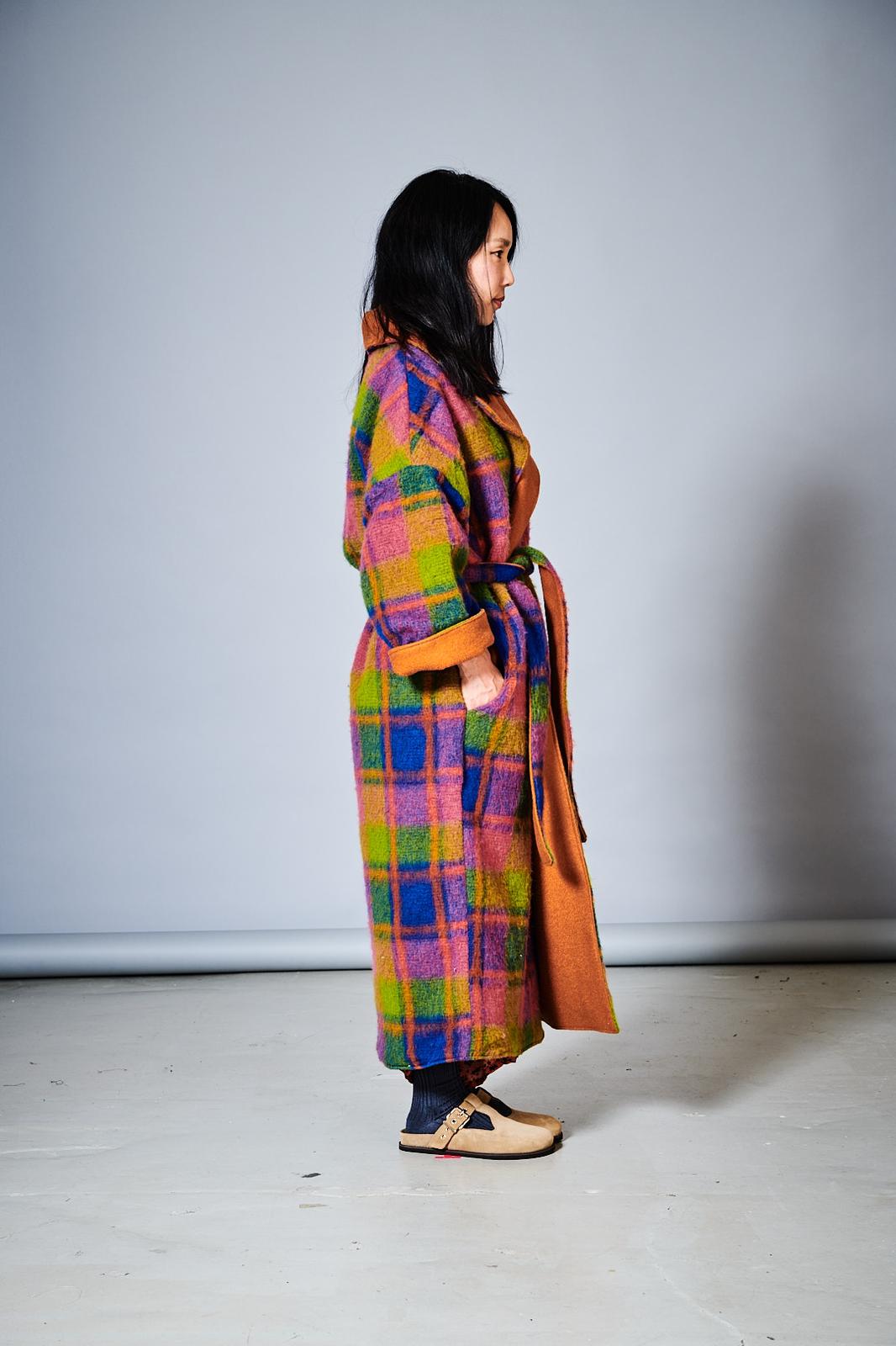 Multi-Coloured Check Reversible Winter Coat