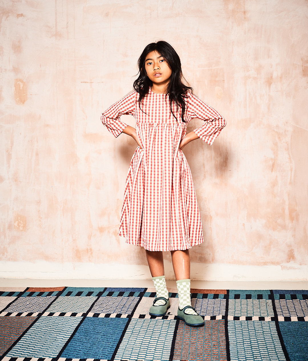 Red Gingham Baby Doll Smock Dress