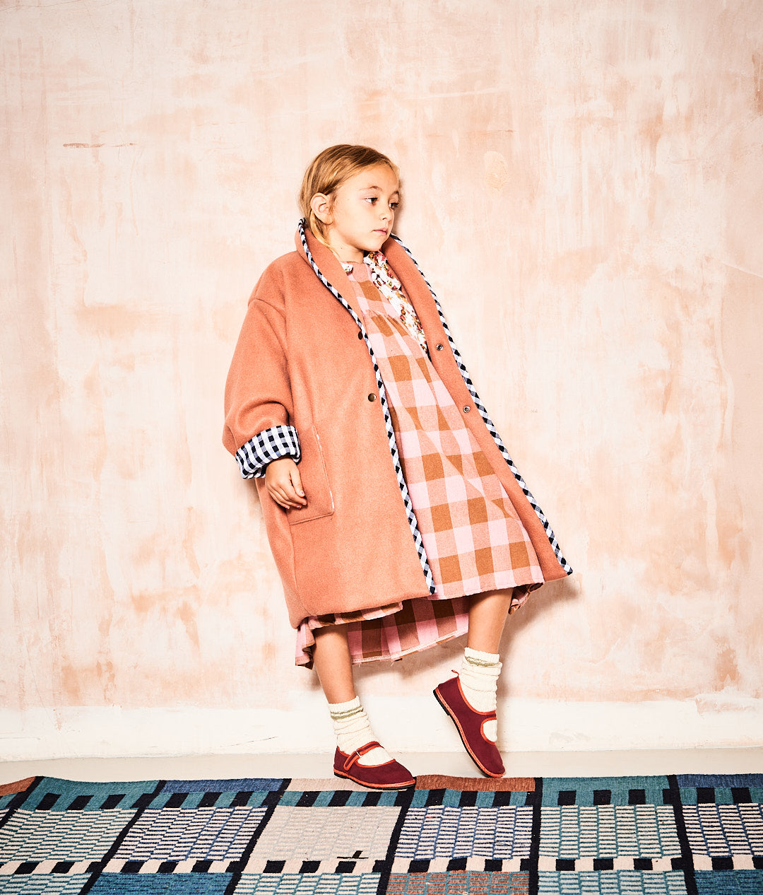 Taupe Pink Winter Smock Coat