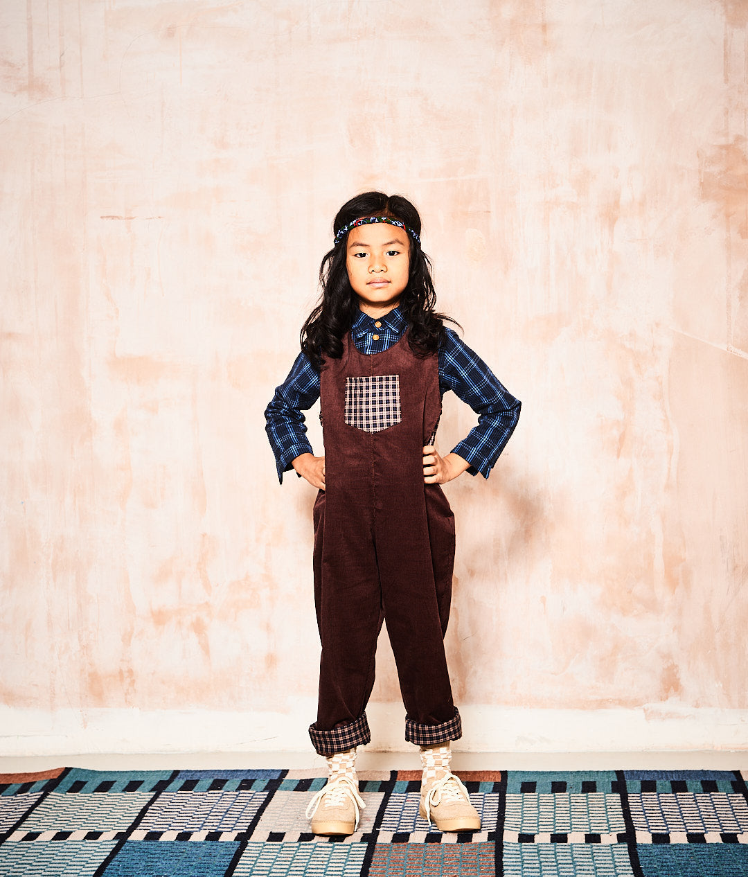 Brown Needle Cord Unisex Slouch Dungaree