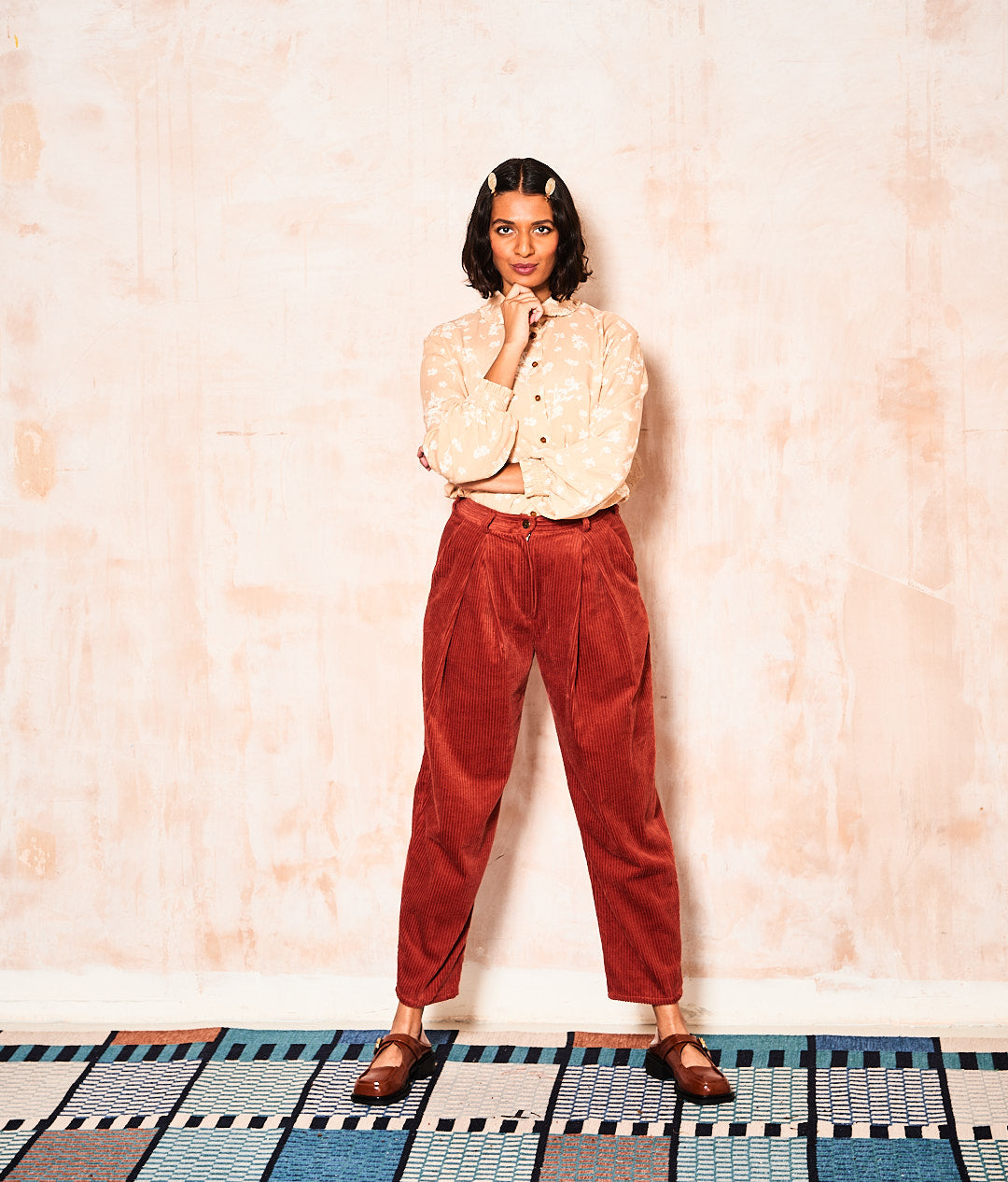 Chunky Rust Corduroy Pleat Front Trouser – What Mother Made