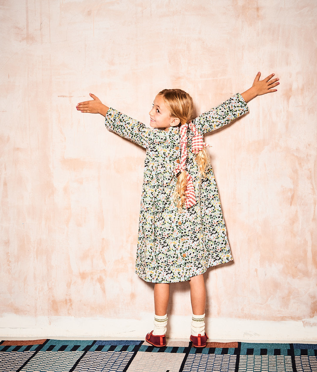 Meadow Print Floral Baby Doll Smock Dress